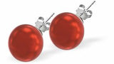 Austrian Crystal Classic Pearl Stud Earrings in Iridescent Rouge Red Pearls are 6mm and 8mm in size Hypo allergenic, free from cadmium, lead and nickel Colour: Iridescent Rouge Red Rhodium Plated Earwires See matching Necklace CP144 Perfect for an evening out or sophisticated, elegant day wear. Delivered in a soft, black, velveteen pouch