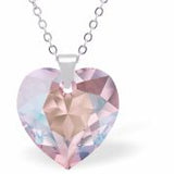 Austrian Crystal Multi Faceted Miniature Special Cut Heart Necklace in Light Rose Pink Shimmer