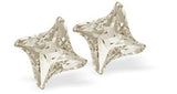 Austrian Crystal Star Twist Stud Earrings in sparkly Silver Shade, Sterling Silver Earwires