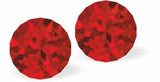 Sparkly Austrian Crystal Diamond-shape and Elegant Stud Earrings Round, Multi Faceted Crystal, 6mm and 8mm in size Colour: Sparkling Scarlet Red Sterling Silver Earwires