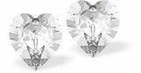 Austrian Crystal Heart Stud Earrings in Clear Crystal, Available in 3 Sizes with Sterling Silver Earwires