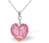 Austrian Crystal Multi Faceted Heart Necklace in Light Rose Pink, with a choice of chains.
