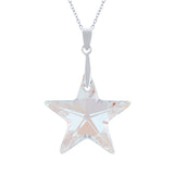 Austrian Crystal Star Necklace in Aurora Borealis, choice of sterling silver or stainless steel chain