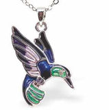 Humming Bird Designer Necklace in a Rich Gradation of Greens and Blues