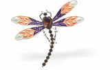 Gradation of Purples and Pinks Enamelled Crystal Encrusted Dragonfly Brooch
