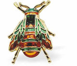 Enamelled Ornate Bee Brooch, 45mm in size, Rhodium Plated