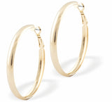 Curved Round Hoop Earrings by Byzantium Rhodium Plated, Hypoallergenic; Lead, Cadmium and Nickel Free Gold Colour 45mm in diameter