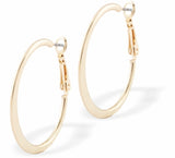 Flat Round Hoop Earrings by Byzantium Rhodium Plated, Hypoallergenic; Lead, Cadmium and Nickel Free Gold Colour 45mm in diameter