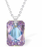 Austrian Crystal Cute Special Cut Rectangular Necklace in Vitrail Light with a Choice of Chains