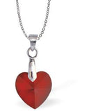 Austrian Crystal Heart Necklace in Siam Red, with choice of chains