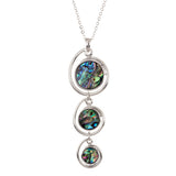 Natural Paua Shell Crystal Framed Triple Globe Necklace, Rhodium Plated