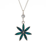 Natural Paua Shell Daisy Necklace with Crystal, Rhodium Plated