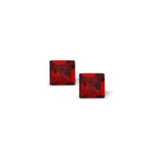 Austrian Crystal Xillion Square Stud Earrings in Siam Red in Two Sizes with Sterling Silver Earwires