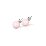 Ausrian Crystal Pearl Stud Earrings in Rose Pink with Sterling Silver Earwires