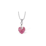 Rose Pink Austrian  Crystal Heart Necklace with a choice of chains