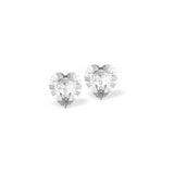 Austrian Crystal Heart Stud Earrings in Clear Crystal, Available in 3 Sizes with Sterling Silver Earwires
