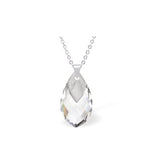 Austrian Crystal Teardrop Metallic Crystal Necklace in Clear Crystal, with a Choice of Chains