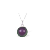 Austrian Crystal Pearl Necklace in Iridescent Purple with a choice of chain