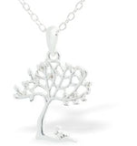 Crystal Encrusted Tree of Life Necklace, Rhodium Plated with a choice of chains