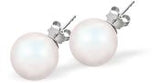 Austrian Crystal Pearl Stud Earrings in Iridescent White by Byzantiun with Sterling Silver Earwires