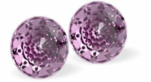 Sparkly Austrian Crystal Multi-Faceted Dome Stud Earrings Colour: Warm Iris Purple Sterling Silver Earwires 10mm in size Delivered in a soft, black, velveteen pouch