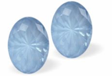 Sparkly Austrian Crystal Mystic Multi-Faceted Oval Stud Earrings  Colour: Sky Blue Ignite Sterling Silver Earwires 8mm in size Delivered in a soft, black, velveteen pouch Perfect for smart day wear or glittery evening wear