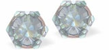 Austrian Crystal Kaleidoscope Hexagon Stud Earrings in Serene Grey DeLite, Sterling Silver Earwires