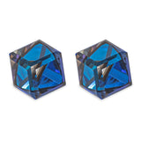 Austrian Crystal Oblique Cube Stud Earrings, 4mm and 6mm in size in  Bermuda Blue, Sterling Silver Earwires