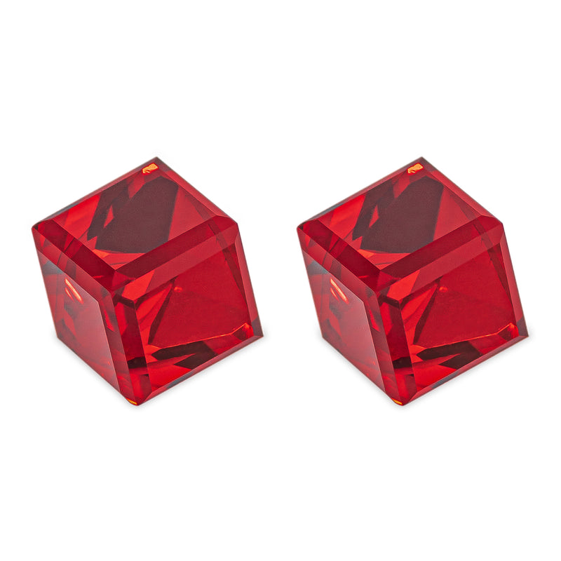 Austrian Crystal Oblique Cube Stud Earrings, 4mm and 6mm in size in Light Siam Red with Sterling Silver Earwires