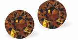 Austrian Crystal Diamond-shape Stud Earrings in Smoked Topaz with Sterling Silver Earwires
