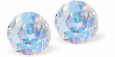 Austrian Crystal Diamond-shape Stud Earrings in Aurora Borealis. Available in a choice of Four Sizes.
