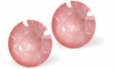 Sparkly Austrian Crystal Diamond-shape, Elegant Stud Earrings  Round, Multi Faceted Crystal,  6mm in size Colour: Pink Flamingo Ignite Sterling Silver Earwires Delivered in a soft, black, velveteen pouch