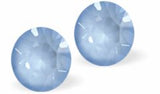 Austrian Crystal Diamond Shape Stud Earrings in Sky Blue Ignite with Sterling Silver earwires.