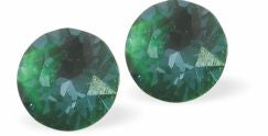 E669 - Austrian Crystal Chaton Studs - Pine Green Ignite in 2 sizes