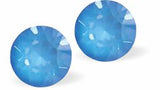 Austrian Crystal Diamond Shape Stud Earrings in Electric Blue Ignite with Sterling Silver earwires.