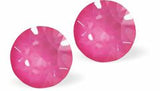 Austrian Crystal Diamond Shape Stud Earrings in Electric Pink Ignite with Sterling Silver earwires.