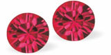 Austrian Crystal Diamond-shape Stud Earrings in Fuchsia Pink, with Sterling Silver Earwires