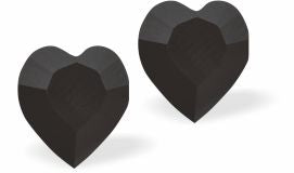 Austrian Crystal Heart Stud Earrings in Jet Black with Sterling Silver Earwires