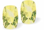 Austrian Crystal Rectangular Quadrille Studs in Luminous Green with Sterling Silver Earwires