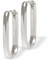E835 - Silver Coloured Rectangular Hoop Earrings
