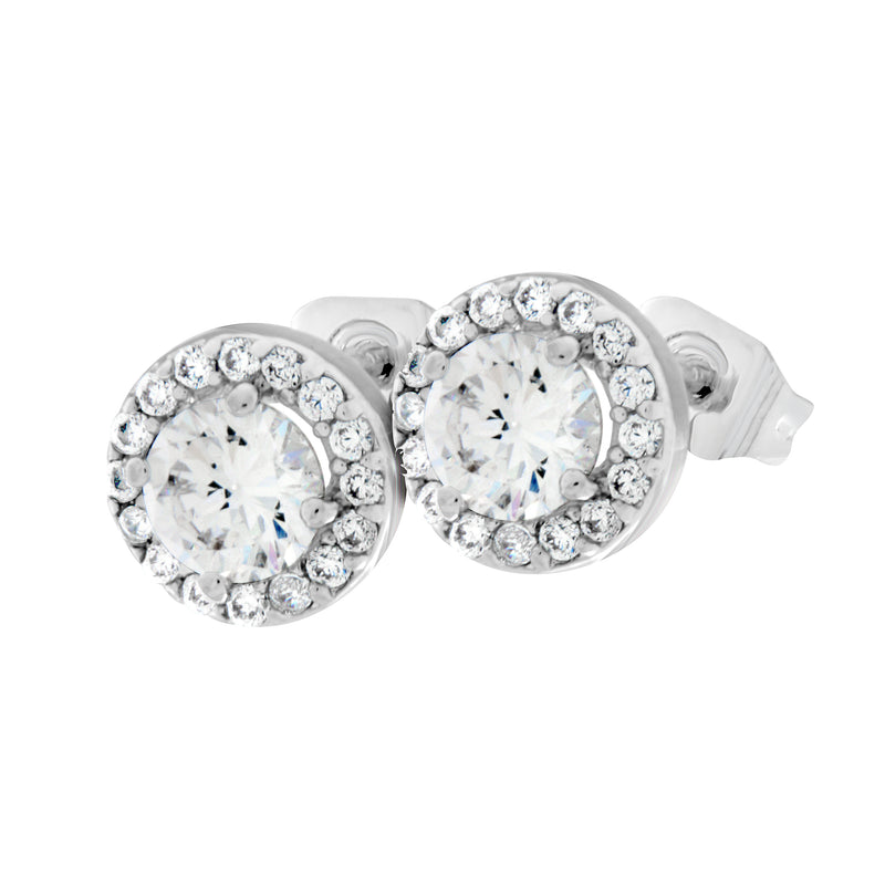 Austrian Crystal Classic Round Stud Earrings, Rhodium Plated