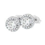 Austrian Crystal Classic Round Stud Earrings, Rhodium Plated