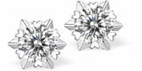 Crystal Encrusted Asterism Snowflake Stud Earrings, Rhodium Plated