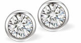 Crystal Encrusted Classic Round Stud Earrings, Rhodium Plated