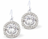 Crystal Encrusted Classic Round Drop Earrings, Rhodium Plated
