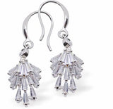 Sparkly Crystal Icicle Drop Earrings Rhodium Plated Colour: Crisp Clear Crystal 22mm in size Hypoallergenic; Free from cadmium, lead and nickel Delivered in a soft, black, velveteen pouch
