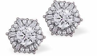 Silver Coloured Pave Crystal Embellished Hexagon Stud Earrings
13mm in size

Colour: Silver Coloured. Blue Crystals
Rhodium Plated
Delivered in a soft, black, velveteen pouch