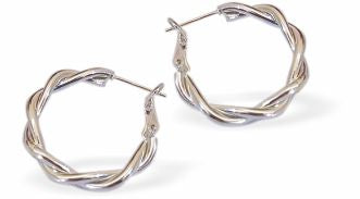 Silver Coloured&nbsp; Hoop Earrings
28mm in size

Colour: Silver Coloured. Blue Crystals
Rhodium Plated
Delivered in a soft, black, velveteen pouch