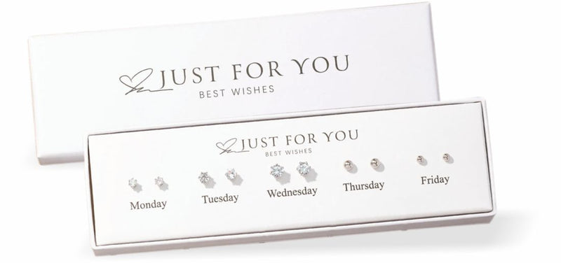 Selection of 5 different Stud Earrings. rhodium plated
Round, Multi Faceted Crystal, 6mm in size

Colour: 3 Clear Crystal, 2 metal studs, rhodium plated