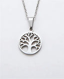 Silver Coloured Tree of Life Necklace, Rhodium Plated